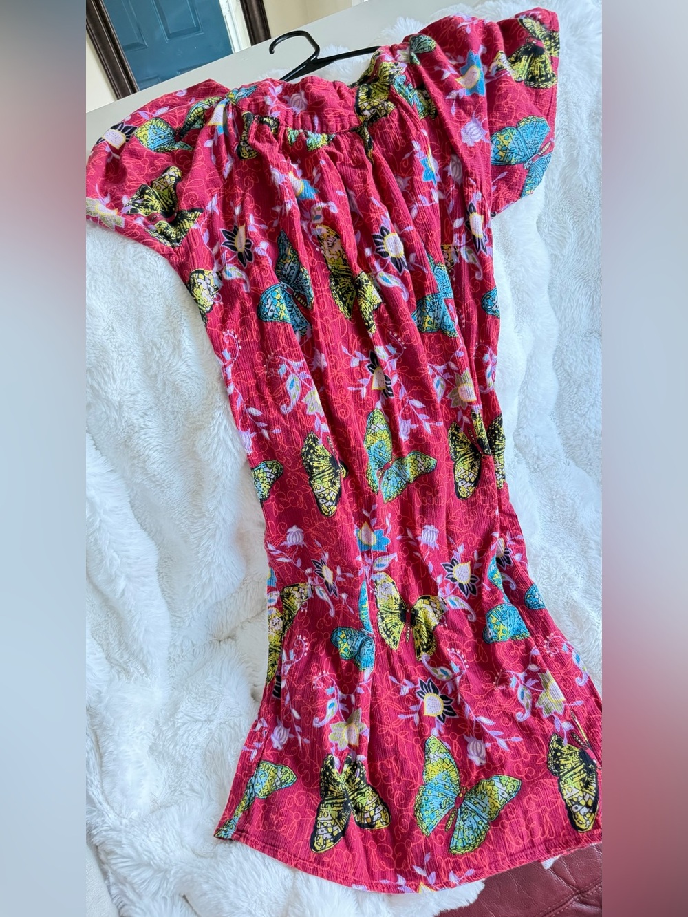 Coral Bay  Pink Butterfly Print Dress/Loungewear Sz. Large